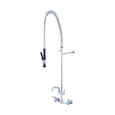 Central Brass Two Handle Wallmount Pre-Rinse Faucet, NPT, Wallmount, Polished Chrome, Weight: 12.7 80047-ULE60-AD0